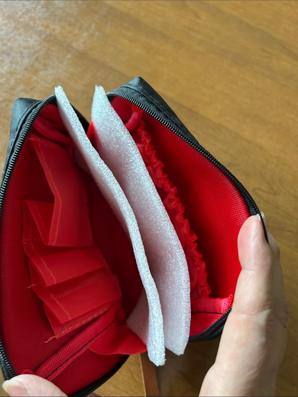 Black Cosmetic Bag with Red Interior - Stylish Travel Makeup Case - Picture 4 of 6